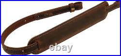 BF500 Buffalo Leather Padded Rifle Gun Sling, Crazy Horse/Brown Stitched, Bla