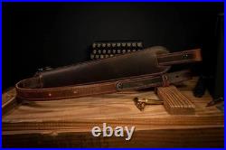 BF500 Buffalo Leather Padded Rifle Gun Sling, Crazy Horse/Brown Stitched, Bla
