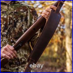 BF500 Buffalo Leather Padded Rifle Gun Sling, Crazy Horse/Brown Stitched, Bla