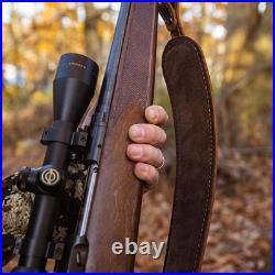 BF500 Buffalo Leather Padded Rifle Gun Sling, Crazy Horse/Brown Stitched, Bla