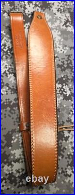 BIANCHI COBRA #60 WHITE STITCHED SUEDE BACKED LEATHER RIFLE SLING With SWIVELS