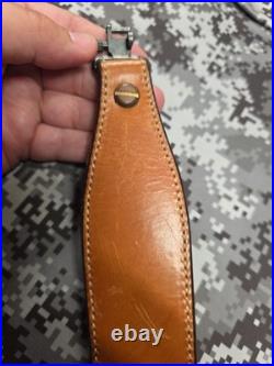 BIANCHI COBRA #60 WHITE STITCHED SUEDE BACKED LEATHER RIFLE SLING With SWIVELS
