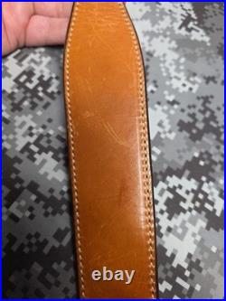 BIANCHI COBRA #60 WHITE STITCHED SUEDE BACKED LEATHER RIFLE SLING With SWIVELS