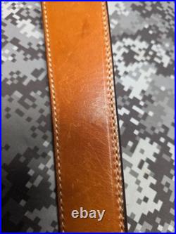 BIANCHI COBRA #60 WHITE STITCHED SUEDE BACKED LEATHER RIFLE SLING With SWIVELS