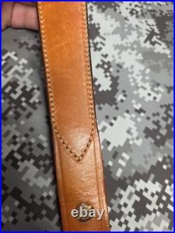BIANCHI COBRA #60 WHITE STITCHED SUEDE BACKED LEATHER RIFLE SLING With SWIVELS