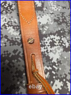 BIANCHI COBRA #60 WHITE STITCHED SUEDE BACKED LEATHER RIFLE SLING With SWIVELS