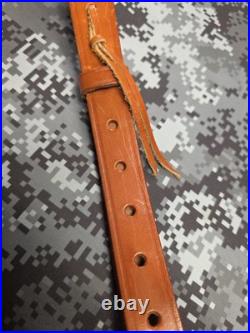 BIANCHI COBRA #60 WHITE STITCHED SUEDE BACKED LEATHER RIFLE SLING With SWIVELS