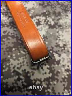 BIANCHI COBRA #60 WHITE STITCHED SUEDE BACKED LEATHER RIFLE SLING With SWIVELS