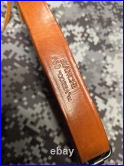 BIANCHI COBRA #60 WHITE STITCHED SUEDE BACKED LEATHER RIFLE SLING With SWIVELS