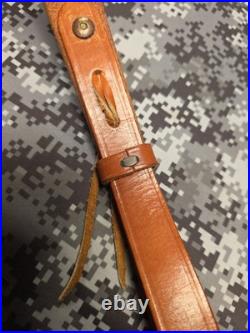 BIANCHI COBRA #60 WHITE STITCHED SUEDE BACKED LEATHER RIFLE SLING With SWIVELS