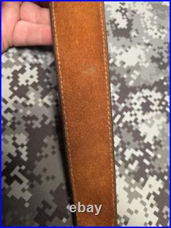 BIANCHI COBRA #60 WHITE STITCHED SUEDE BACKED LEATHER RIFLE SLING With SWIVELS