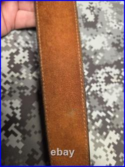 BIANCHI COBRA #60 WHITE STITCHED SUEDE BACKED LEATHER RIFLE SLING With SWIVELS