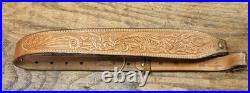 BIANCHI COBRA #70 TOOLED SHEEP BACKED LEATHER RIFLE SLING Vintage with SWIVELS