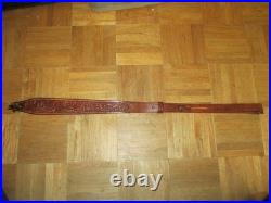 BIANCHI COBRA TOOLED SHEEP BACKED LEATHER RIFLE SLING WithSWIVELS Vintage