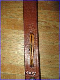 BIANCHI COBRA TOOLED SHEEP BACKED LEATHER RIFLE SLING WithSWIVELS Vintage