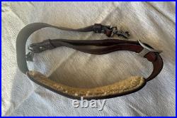 BIANCHI WHITE STITCHED SHEEP SHEARLING BACKED LEATHER RIFLE SLING Vintage