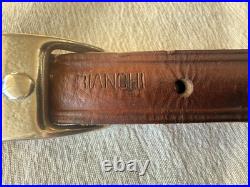 BIANCHI WHITE STITCHED SHEEP SHEARLING BACKED LEATHER RIFLE SLING Vintage