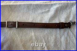 BIANCHI WHITE STITCHED SHEEP SHEARLING BACKED LEATHER RIFLE SLING Vintage