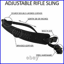 BRONZEDOG Genuine Leather Rifle Sling Braided Shotgun Strap Durable Hunting Shou