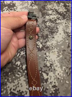 BROWNING STITCHED TOOLED WHITETAIL BUCK LEATHER RIFLE SLING With SWIVELS