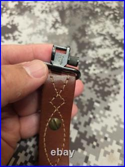 BROWNING STITCHED TOOLED WHITETAIL BUCK LEATHER RIFLE SLING With SWIVELS