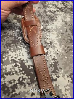 BROWNING STITCHED TOOLED WHITETAIL BUCK LEATHER RIFLE SLING With SWIVELS