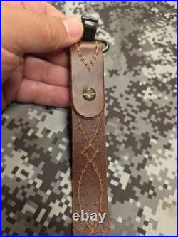 BROWNING STITCHED TOOLED WHITETAIL BUCK LEATHER RIFLE SLING With SWIVELS