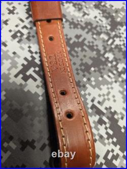 BROWNING TOOLED WEAVE STITCHED SUEDE BACKED LEATHER RIFLE SLING With SWIVELS
