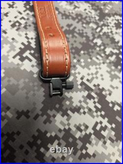 BROWNING TOOLED WEAVE STITCHED SUEDE BACKED LEATHER RIFLE SLING With SWIVELS