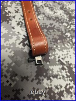BROWNING TOOLED WEAVE STITCHED SUEDE BACKED LEATHER RIFLE SLING With SWIVELS