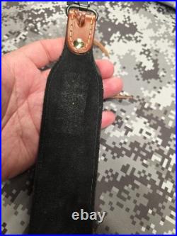 BROWNING TOOLED WEAVE STITCHED SUEDE BACKED LEATHER RIFLE SLING With SWIVELS