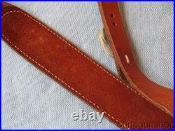 BUCHEIMER RUSSET BROWN LEATHER BASKETWEAVE PATTERN RIFLE SLING With QD SWIVELS