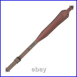 BakTrak Brown Leather Gun Sling with Grip Panel and Quick Adjusting Swivels