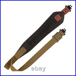 BakTrak Brown Leather Gun Sling with Grip Panel and Quick Adjusting Swivels