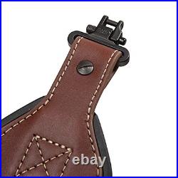 BakTrak Brown Leather Gun Sling with Grip Panel and Quick Adjusting Swivels