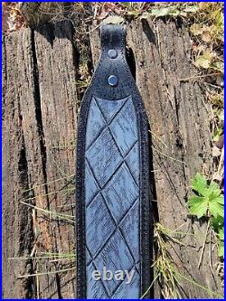 Basket Weave Custom Handmade hand carved leather rifle sling