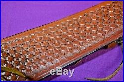 Beautiful Leather Rifle Sling Bianchi #77 Cobra Grande Tooled Leather Pat. Pend