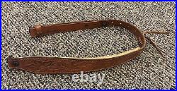 Bianchi #70 Cobra Rifle & Shotgun Sling, Tooled Brown Leather & Fur Lined