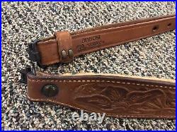 Bianchi #70 Cobra Rifle & Shotgun Sling, Tooled Brown Leather & Fur Lined