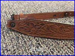 Bianchi #70 Cobra Rifle & Shotgun Sling, Tooled Brown Leather & Fur Lined