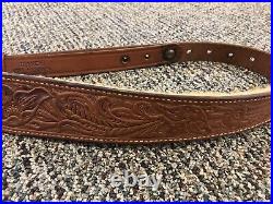 Bianchi #70 Cobra Rifle & Shotgun Sling, Tooled Brown Leather & Fur Lined