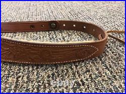 Bianchi #70 Cobra Rifle & Shotgun Sling, Tooled Brown Leather & Fur Lined