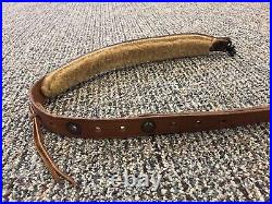 Bianchi #70 Cobra Rifle & Shotgun Sling, Tooled Brown Leather & Fur Lined