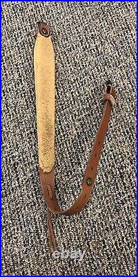 Bianchi #70 Cobra Rifle & Shotgun Sling, Tooled Brown Leather & Fur Lined