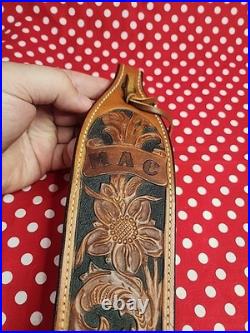 Bianchi #75 Cobra Grande Tooled White Stitched Sheep Backed Leather Rifle Sling