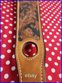Bianchi #75 Cobra Grande Tooled White Stitched Sheep Backed Leather Rifle Sling