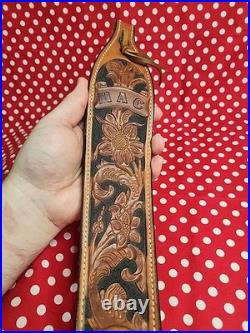 Bianchi #75 Cobra Grande Tooled White Stitched Sheep Backed Leather Rifle Sling