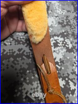 Bianchi Cobra #70 White Stitched Tooled Sheep Backed Leather Rifle Sling