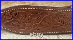 Bianchi Cobra #70 White Stitched Tooled Sheep Backed Leather Rifle Sling Cobra