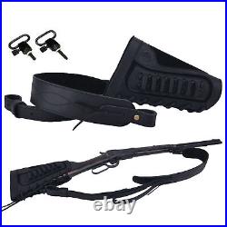 Black Combo Leather Rifle Buttstock Wrap, Gun Sling Swivels for. 357.38.30-30